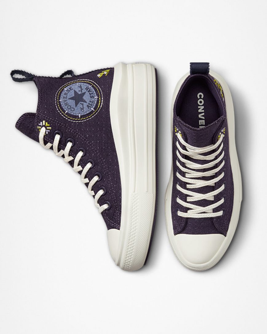 Pantofi Platforma Dama Converse Chuck Taylor All Star Move Autumn Embroidery Inalti Violet | RO VHFYP643